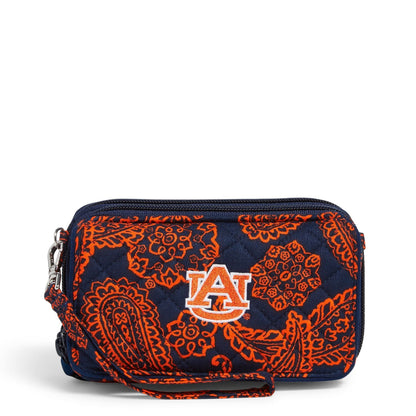 Collegiate RFID All in One Crossbody Bag-Navy/Orange Bandana with Auburn University Logo-Image 1-Vera Bradley