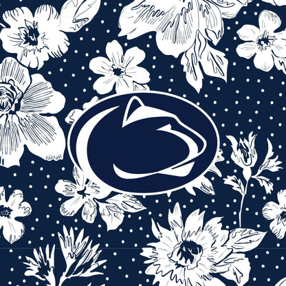Collegiate RFID All in One Crossbody Bag-Navy/White Rain Garden with Penn State University Logo-Image 4-Vera Bradley