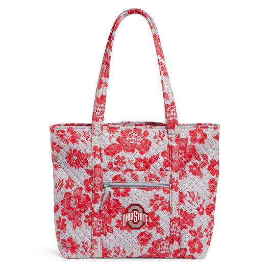 Collegiate Vera Tote Bag-Gray/Red Rain Garden with The Ohio State University Logo-Image 1-Vera Bradley