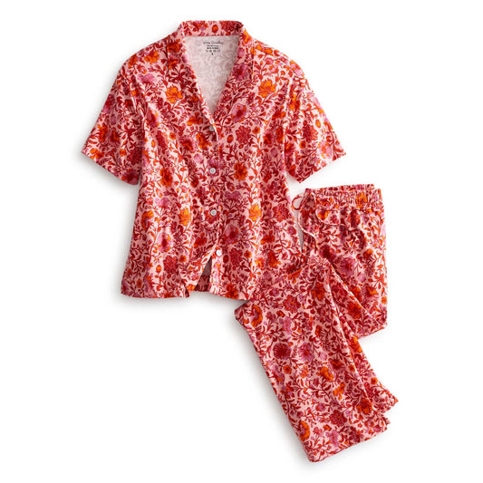Button-Down Pajama Set-Flourishing Garden Light-Image 1-Vera Bradley
